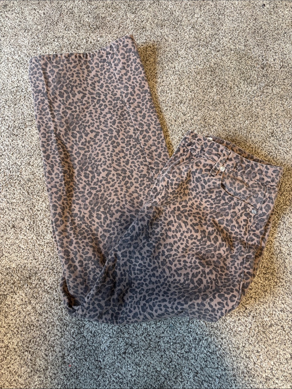 Women’s Straight Leg Leopard Print Jeans - Brown
